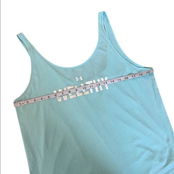 UNDER ARMOUR Heat Gear Loose Fit Metallic Graphic Scoop Neck Work Out Tank Top L - Picture 5 of 7